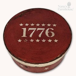 Round Box with Lid 1776 Stars Red - 7.5" x 3"