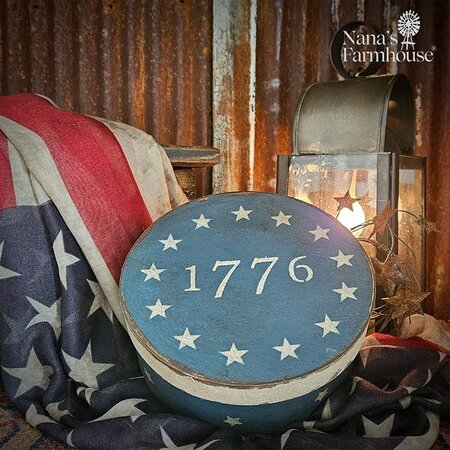 1776 Blue & Stars Round Box - 7.5" x 3"