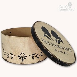 Round Box with Lid Fine Food & Rest Antique White - 10" x 5"