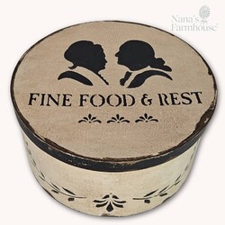 Round Box with Lid Fine Food & Rest Antique White - 10" x 5"