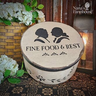 Fine Food & Rest Round Box with Lid Antique White - 10"