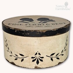 Round Box with Lid Fine Food & Rest Antique White - 10" x 5"