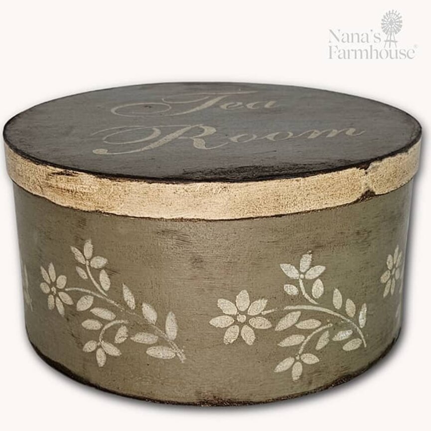 Round Box with Lid Tea Room Pewter - 10" x 5"