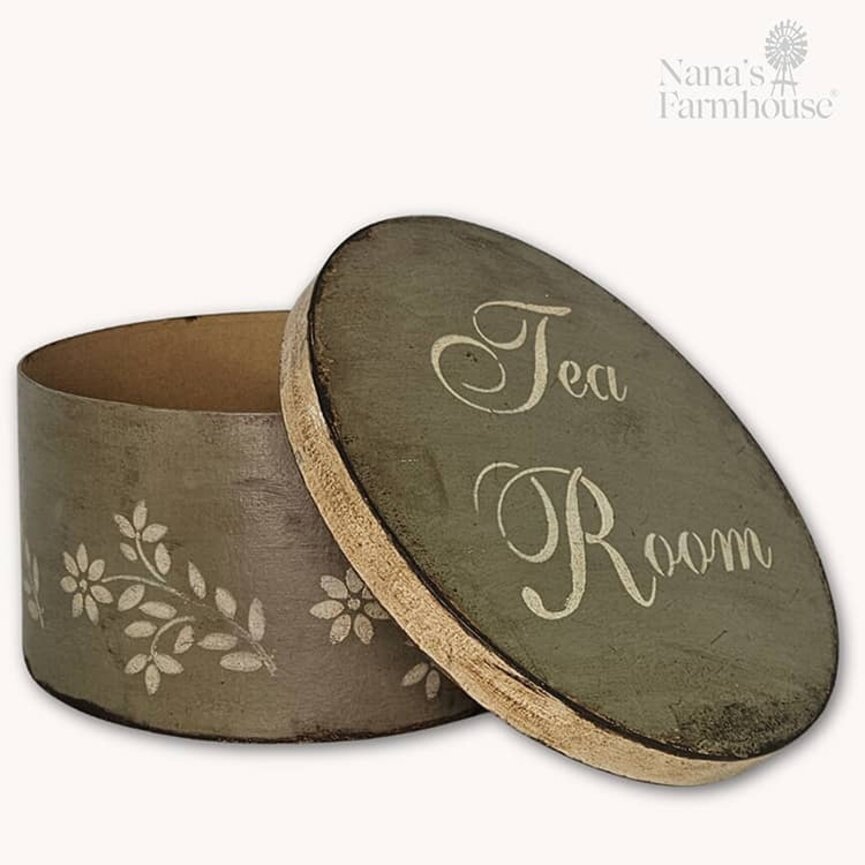 Round Box with Lid Tea Room Pewter - 10" x 5"
