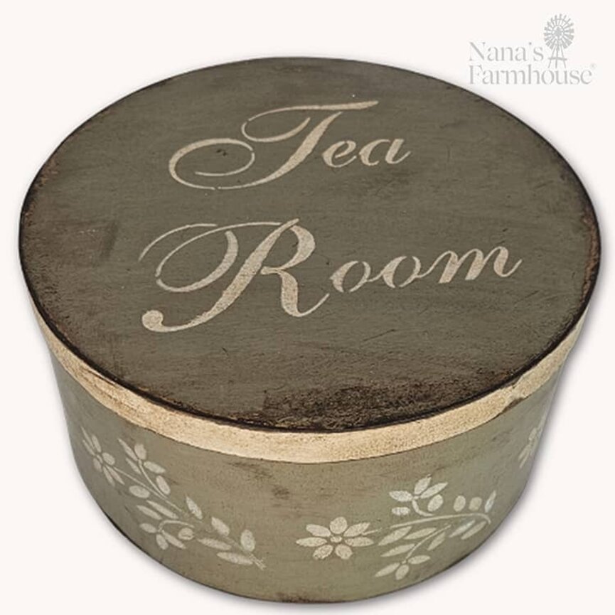Round Box with Lid Tea Room Pewter - 10" x 5"