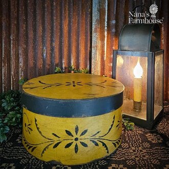 Black Vine Mustard Round Box with Lid  - 10"