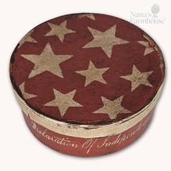 Round Box with Lid Declaration of Independence with Stars Red - 7.5" x 3"