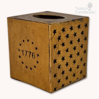 1776 Mustard Tissue Box with Stars - 5.5"
