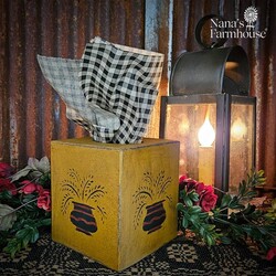 Tissue Box Theorem Vasewith Leaves Mustard - 5.5" x 5"