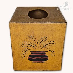 Tissue Box Theorem Vasewith Leaves Mustard - 5.5" x 5"