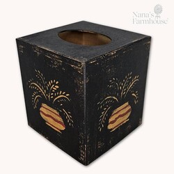 Tissue Box Theorem Vase with Leaves Black - 5.5" x 5"