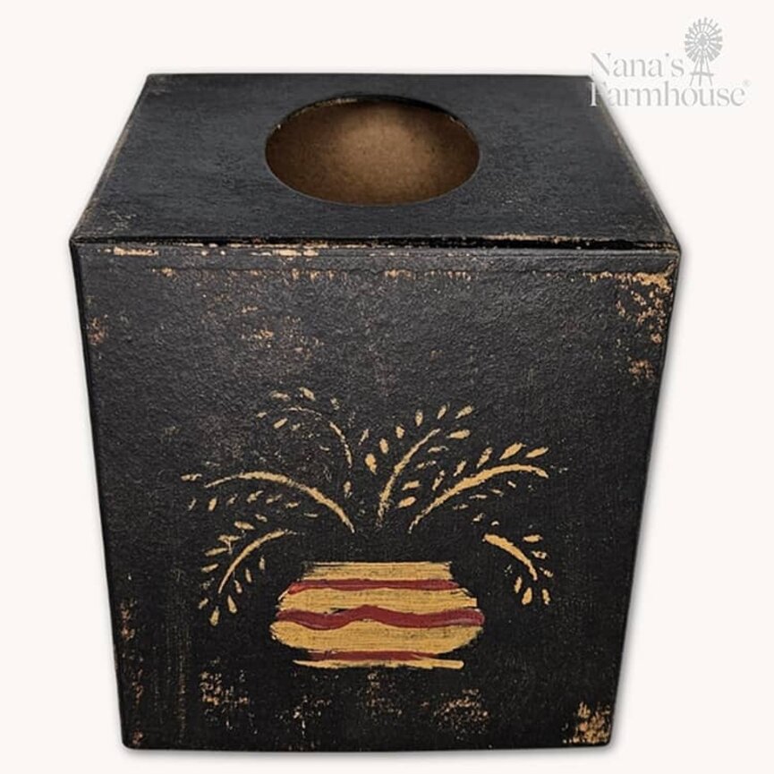 Tissue Box Theorem Vase with Leaves Black - 5.5" x 5"