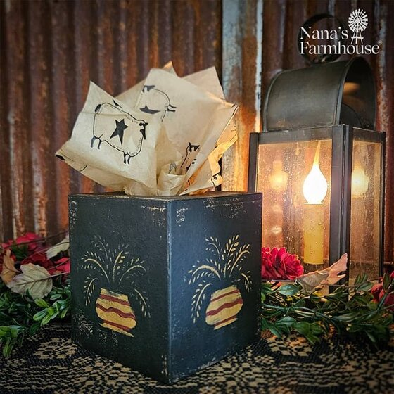 Theorem Vase with Leaves Black Tissue Box - 5.5"