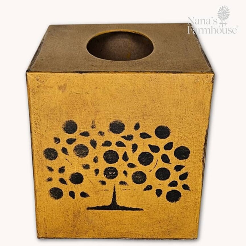 Tissue Box Tree Of Life Mustard - 5.5" x 5"
