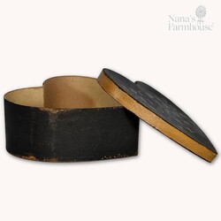 Heart Box with Lid Black Mustard Alphabet - 7.5" x 3"