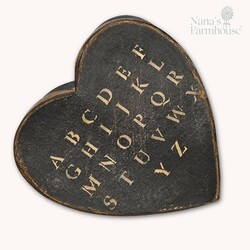 Heart Box with Lid Black Mustard Alphabet - 7.5" x 3"