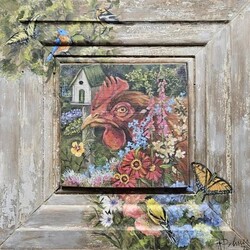 Terri Palmer Hand Painted Henny's Garden - 16" x 16"
