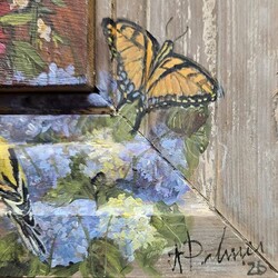 Terri Palmer Hand Painted Henny's Garden - 16" x 16"