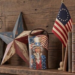 Terri Palmer Hand Painted Uncle Sam Cow Bell - 3"  x 5.5"