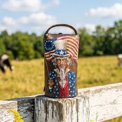 Terri Palmer Hand Painted Uncle Sam Cow Bell - 3"  x 5.5"