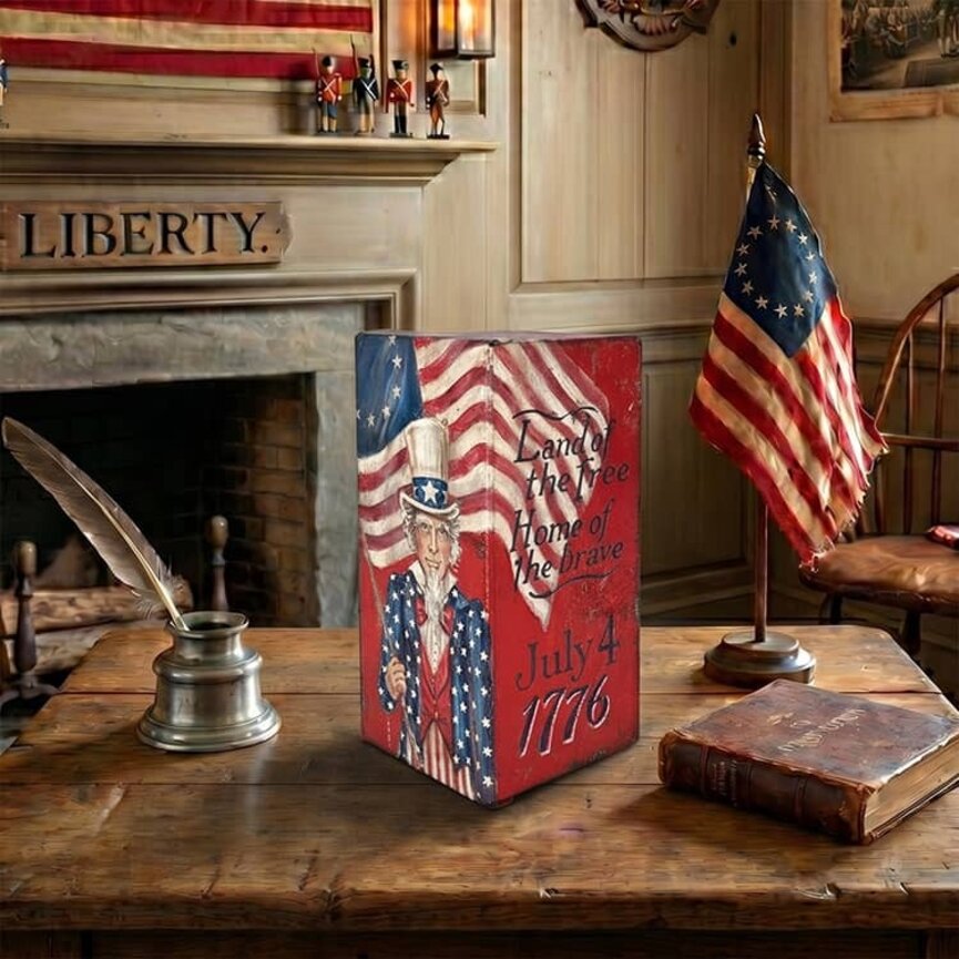 Terri Palmer Hand Painted Uncle Sam Metal Box - 4" x 8"