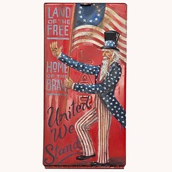 Terri Palmer Hand Painted Uncle Sam Metal Box United We Stand - 4.5" x 9"