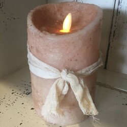 Hand Dipped Primitive Burnt Ivory Timer Pillar Candle 3.5" x 5"