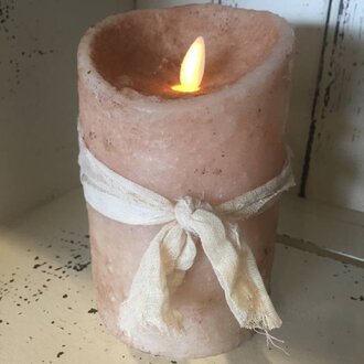 Hand Dipped Primitive Burnt Ivory Timer Pillar Candle 3.5" x 5"