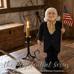 George Washington Black Suit Holding American Flag - 21"