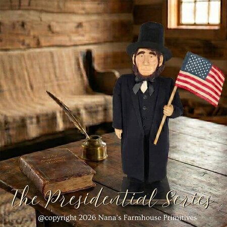 Abe Lincoln Holding American Flag Doll