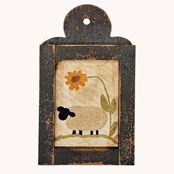 Distressed Black Framed Needle Punched Sheep W/Sunflower 12" T x 7" W