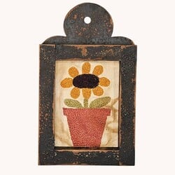 Distressed Black Framed Needle Punched Sunflower Pot - 12" x 7"