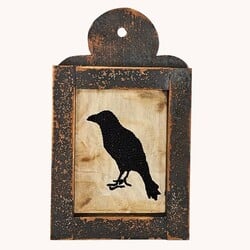 Distressed Black Framed Needle Punched Crow - 12" x 7"
