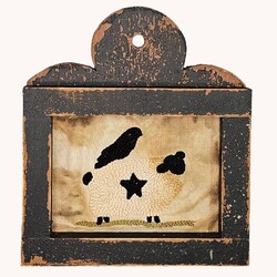 Distressed Black Framed Needle Punched Sheep & Crow - 10" x 8.75"