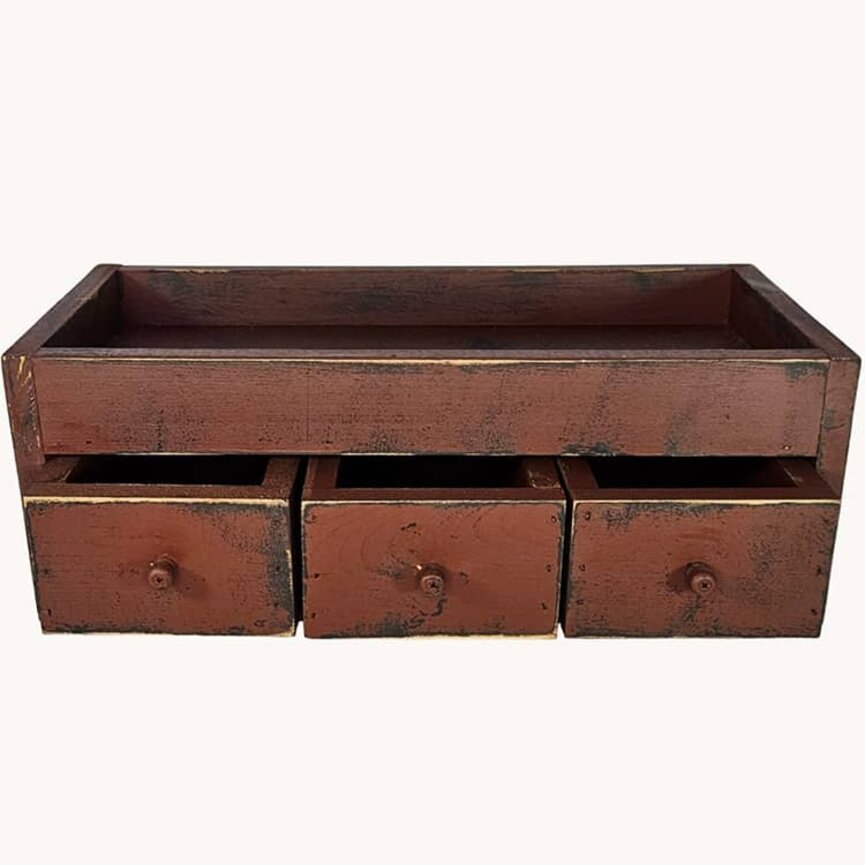 Wooden Three Drawer Decorative Box Tray - 22" x 10" x 7.25"