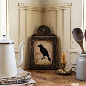 Crow Distressed Black Framed Needle Punched - 12"
