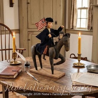 Paul Revere Riding Horse with Lantern & Flag