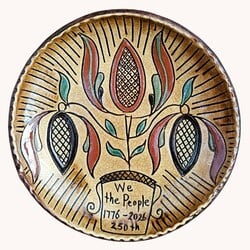 Smith Redware We the People with Flower Pot Round Plate - 6.5"
