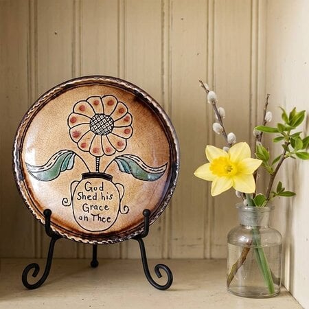 God Shed His Grace with Flower Pot Round Plate - 6.5"