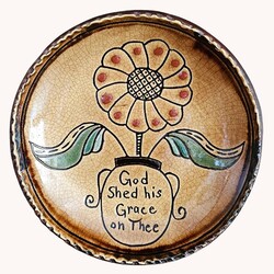 Smith Redware God Shed His Grace with Flower Pot Round Plate - 6.5"