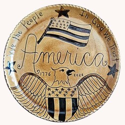 Smith Redware We The People In God We Trust America with Eagle Round Plate - 10.5"