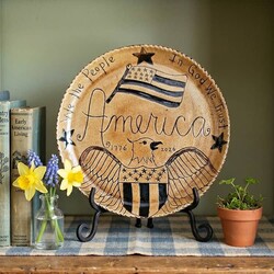 Smith Redware We The People In God We Trust America with Eagle Round Plate - 10.5"