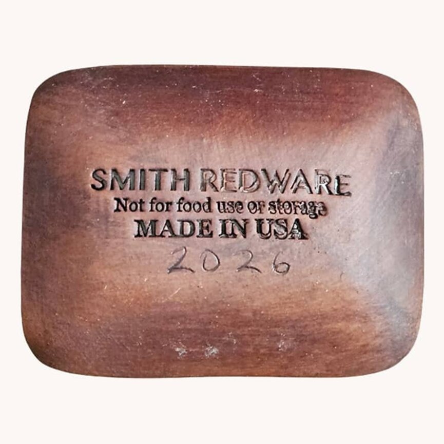 Smith Redware We The People with House & Flags Trinket Tray - 3"  x 3.5"