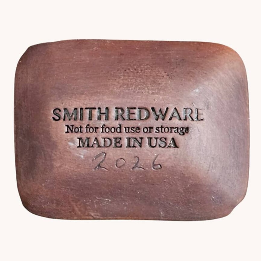 Smith Redware Land of The Free with House & Flags Trinket Tray - 3" x 3.5"