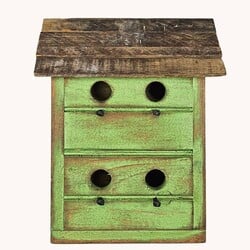 Bright Green Beadboard Birdhouse 4 Hole with Pegs - 11" x 5.5" x 13"