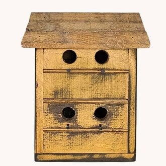 Mustard Beadboard Bird House 4 Hole - 13"