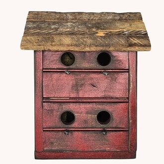 Red Beadboard Bird House - 13"