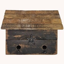 Black Birdhouse Two Hole with Star - 14" x 7" x 10.5"