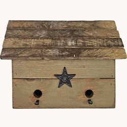 Sage Green Birdhouse Two Hole with Star - 14" x 7" x 10.5"