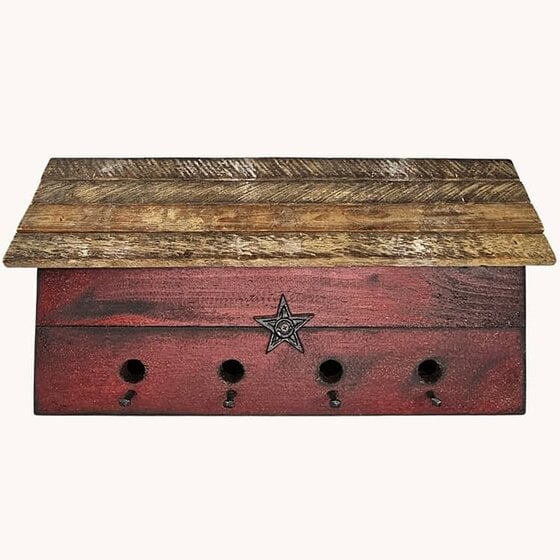 Red Bird House Four Hole with Star - 22"